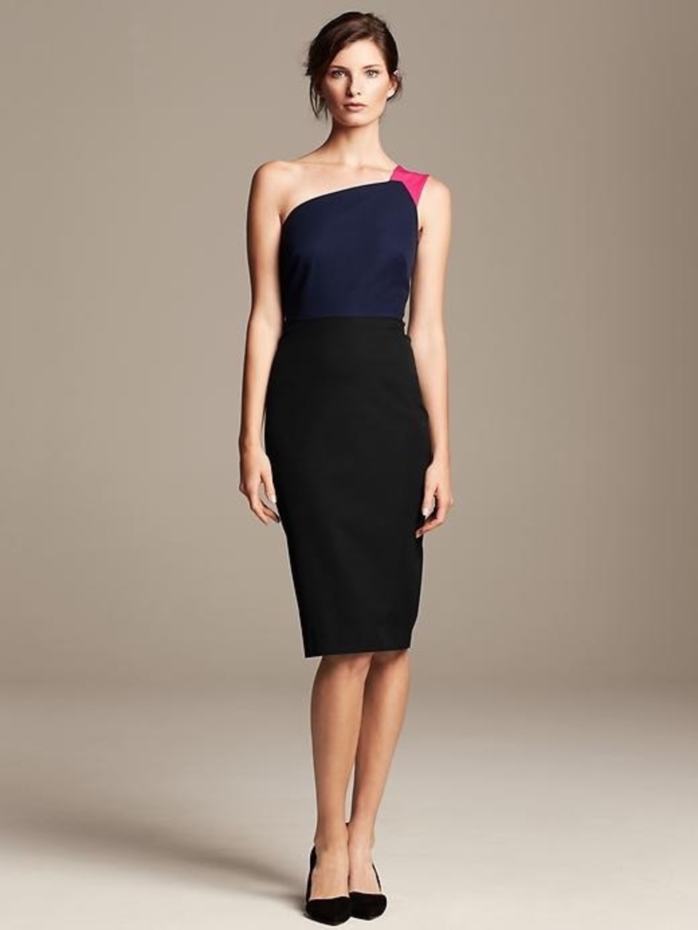 Roland Mouret x Banana Republic One Shoulder Colorblock Midi Dress NWT Size 0
